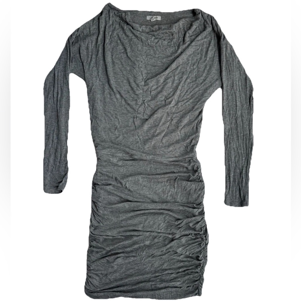 Athleta Heather grey t-shirt material long sleeve midi dress women’s XS ruched